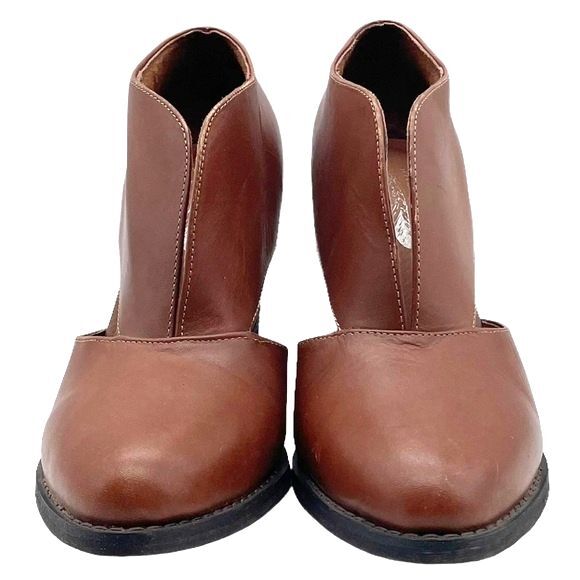Jeffrey Campbell x Free People Boots Brown Leather Heeled Bootie Women's Size 6 - Picture 11 of 16